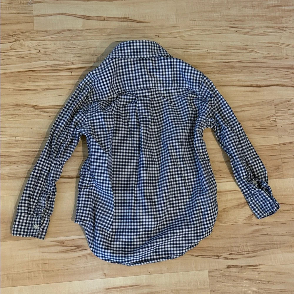 Ralph Lauren Navy and White Gingham Button-Down Shirt for Kids